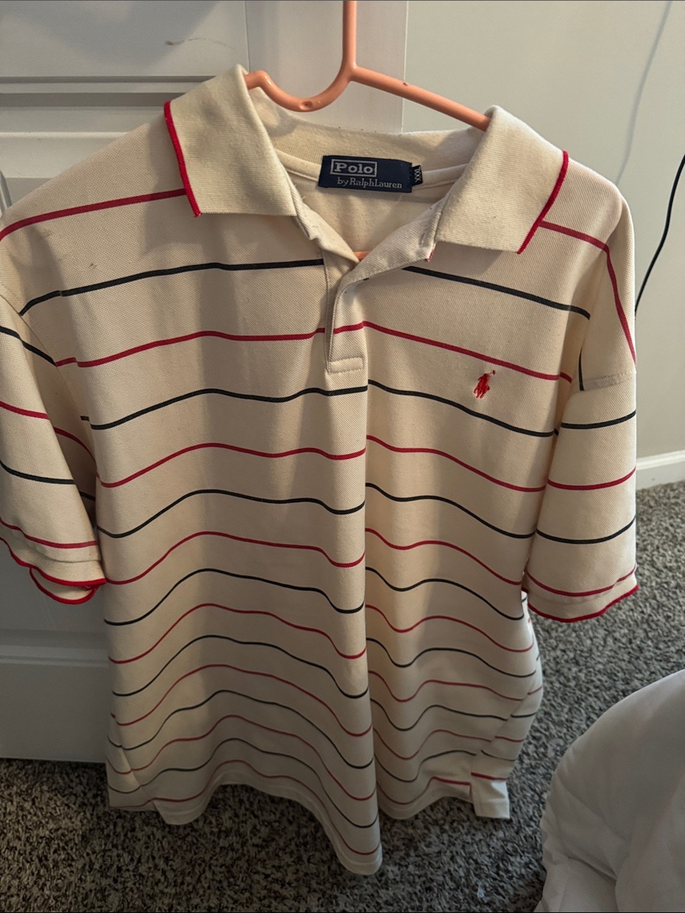 Polo by Ralph Lauren Cream Polo with Red & Navy Stripes